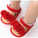 Sandali estivi larghezza E rossi di cotone con paillettes antiscivolo per bambini 