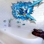 Adesivi murali 3D art déco blu in vinile 