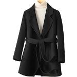 Cappotti con cintura  neri XL di lana lavabili in lavatrice per l'autunno manica lunga per Donna 