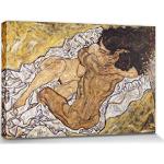 1art1 Egon Schiele Poster Stampa Artistica Su Tela L'Abbraccio, Gli Amanti II, 1917 Quadro Da Parete Sulla Barella | Murale XXL | Immagine 120x80 cm
