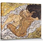 1art1 Egon Schiele Poster Stampa Artistica Su Tela L'Abbraccio, Gli Amanti II, 1917 Quadro Da Parete Sulla Barella | Murale XXL | Immagine 50x40 cm