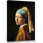 1art1 Johannes Vermeer Poster Stampa Artistica Su Tela La Ragazza Con L'Orecchino Di Perla, 1665 Quadro Da Parete Sulla Barella | Murale XXL | Immagine 80x60 cm