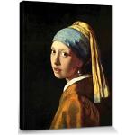 1art1 Johannes Vermeer Poster Stampa Artistica Su Tela La Ragazza Con L'Orecchino Di Perla, 1665 Quadro Da Parete Sulla Barella | Murale XXL | Immagine 50x40 cm