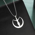 1pc Stylish Skyrim Moon Goddess Pendant Necklace - Durable Stainless Steel Couple Necklace for Fashionable Couples