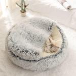 Letti grigi in tessuto per gatti 