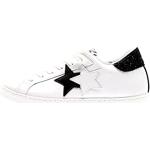 Sneakers basse larghezza E casual nere numero 39 con glitter con stringhe per Donna 2 Star 