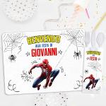 20 Tovagliette compleanno personalizzate con nome + portaposate con tovagliolo - Tovagliette per festa bambini - Spiderman