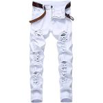 Jeans slim steampunk bianchi S taglie comode di cotone per l'autunno per Uomo 