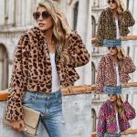 Cappotti corti multicolore 3 XL taglie comode di eco-pelliccia leopardati manica lunga per Donna 