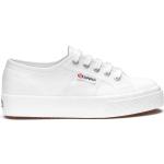 Sneakers basse larghezza E bianche numero 39,5 di cotone con tacco da 3 cm a 5 cm per Donna Superga COTU 