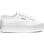 Sneakers larghezza E bianche numero 40 di tela con stringhe traspiranti platform per Donna Superga 2790 