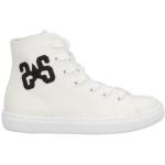 Sneakers alte bianche numero 28 di gomma tinta unita con stringhe per bambini 2 Star 