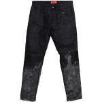 Jeans slim neri di cotone con frange per Uomo 424 FourTwoFour 