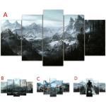 5 pezzi Videogioco Skyrim Dragon Poster e stampe HD Immagini di paesaggi Dipinti su tela per soggiorno Wall Art Home Decor