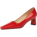 Stivali eleganti rossi numero 34 di pelle con punta aperta con allacciatura elasticizzata tacco chunky con tacco per Donna 
