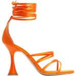 Sandali larghezza E arancioni numero 38 di raso con punta quadrata tacco a rocchetto con tacco per Donna 8 by Yoox 
