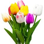 8Pcs Fiori Artificiali di Tulipani Tulipani Finti Bouquet Real Touch Flowers for Decor, Matrimonio,Casa,Festa,Festival,Composizioni Floreali,Bouquet da Sposa(Colorato)