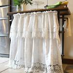 Mantovane bianche di cotone a fiori lavabili in lavatrice per tende 