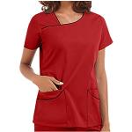 Magliette & T-shirt asimmetriche casual rosse 3 XL taglie comode a righe con paillettes traspiranti manica lunga per Donna 