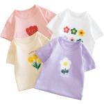 T-shirt manica corta di cotone a fiori mezza manica per bambina di joom.com/it 
