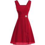 Mini abiti eleganti rossi 5 XL taglie comode di chiffon con glitter per matrimonio maxi senza manica per Donna Generic 