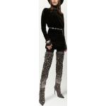 Abiti corti neri XL in velluto con scollo tondo corti manica lunga per Donna Dolce&Gabbana Dolce 