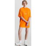 Abiti ricamati arancioni XXL taglie comode di cotone Bio mezza manica per Donna Calvin Klein 