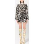 Abiti scontati neri XL zebrati con scollo tondo corti manica lunga da cocktail per Donna Dolce&Gabbana Dolce 