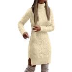 Pullover slim fit elegante beige M taglia comoda di lana tinta unita con glitter lungo manica lunga per Donna Generic 