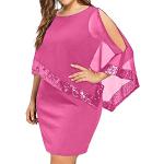 Abiti eleganti rosa 4 XL taglie comode di chiffon a righe maxi mezza manica da sera per Donna Generic 