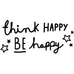 Adesivo da muro con scritta “Think happy be happy” (lingua italiana non garantita) e stelle