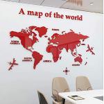 Adesivi murali 3D rossi a tema mondo 