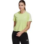 Magliette & T-shirt scontate classiche verdi M di cotone a righe mezza manica con scollo rotondo per Donna adidas 
