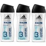 Adidas ADIPURE - Gel doccia 3 in 1 da uomo per capelli, corpo e viso, confezione da 3, 250 ml ciascuno, saponetta e coloranti