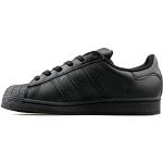 Sneakers basse larghezza E casual nere numero 36,5 in pelle liscia per bambini adidas Superstar 2 