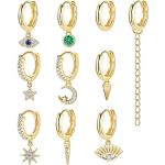 Set orecchini eleganti trasparenti placcato oro per Donna 