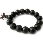 Agathe creation - Bracciale con perle di legno d'ebano, con nodo della fortuna, realizzato a mano, diametro 14,5 mm, colore: nero