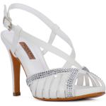 Sandali larghezza E eleganti bianchi numero 37 di raso con tacco sopra i 9 cm da sposa per Donna Albano 
