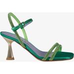 Sandali gioiello larghezza A scontati eleganti verdi numero 36 di tessuto sintetico con strass con tacco da 7cm a 9 cm per Donna Albano 