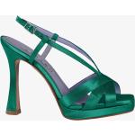 Sandali larghezza E scontati verde smeraldo numero 36 di pelle con tacco sopra i 9 cm tacco a rocchetto con cinturino per Donna Albano 