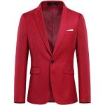 Allthemen Blazer da Uomo con Spacco Posteriore a Un Bottone Tinta Unita Jacket da Abito d'Affari Business Rosso S