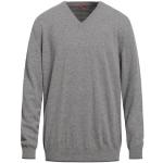 Pullover grigio chiaro XXL taglie comode di lana tinta unita con scollo a V per Uomo Altea 