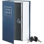 Amazon Basics Cassetta portavalori a forma di libro, Serratura con chiave (Piccola), Media, Blu
