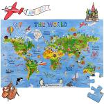 Puzzle a tema mondo da pavimento per bambini da 50 pezzi per età 5-7 anni 