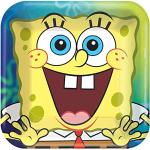 Piatti quadrati di carta monouso 8 pezzi Amscan Spongebob SpongeBob SquarePants 