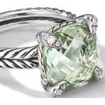 Anelli verdi 7 mm in argento con diamanti 