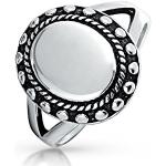 Anello cono monogramma halo con perline incisa 925 sterling argento ovale signet anello per le donne per teen split shank band