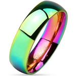 Anello in acciaio inox BlackAmazement Rainbow, effetto arcobaleno, bombato, Acciaio inossidabile, 17