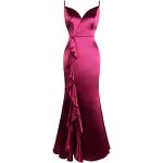 Abiti rosa XL di raso con scollo a V da sera per Donna Angel-Fashions 