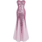 Abiti rosa XL con paillettes senza manica da sera per Donna Angel-Fashions 